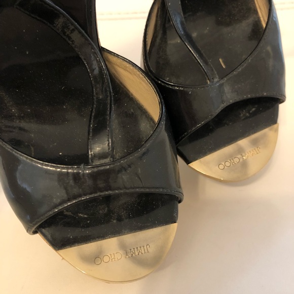 Jimmy choo black patent leather platform wedge shoes size 36.5 - Picture 4 of 5